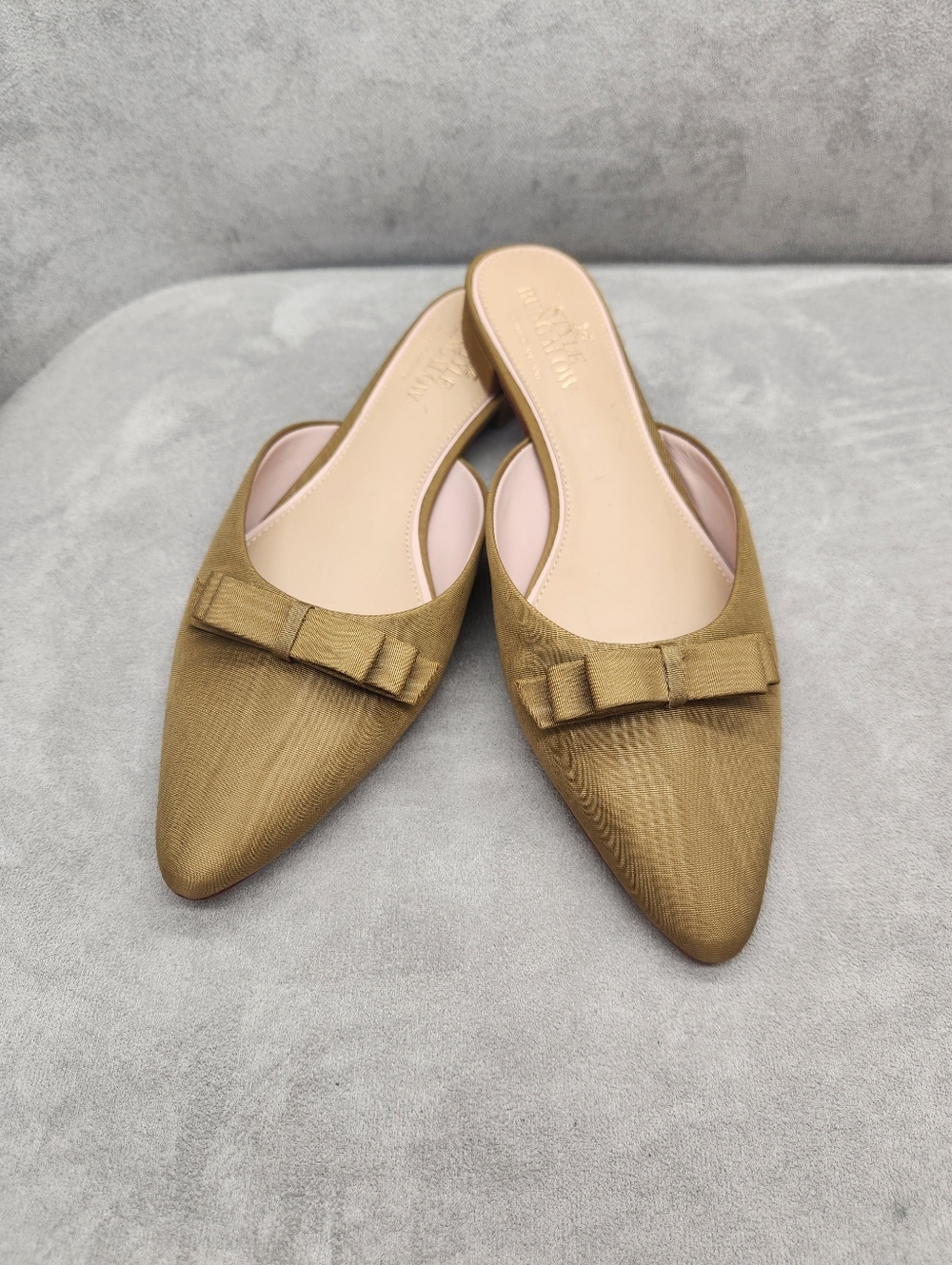 Antonio Melani Style Bungalow Mules 8.5 Dark Olive Green Chez Flats New $170 - Picture 6 of 15